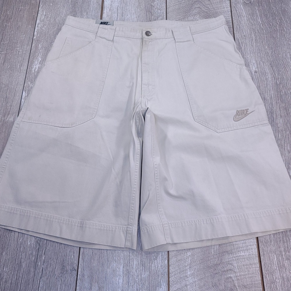 Nike Carpenter Shorts Men 40 Beige Vintage Baggy Loose Twill Utility Pockets